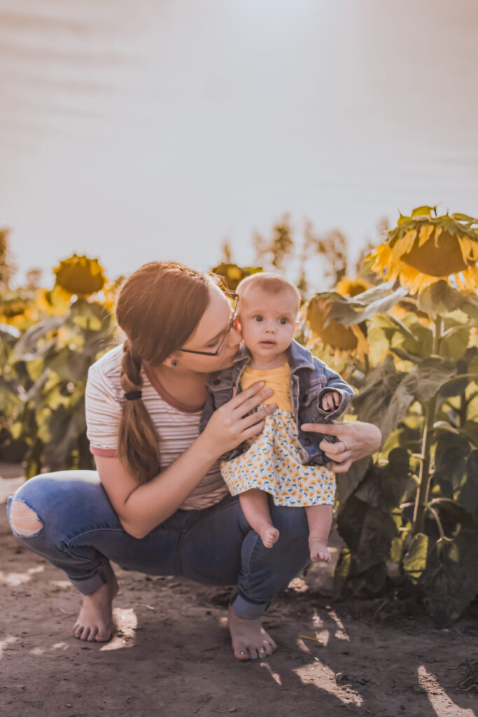 family session in sunflower field