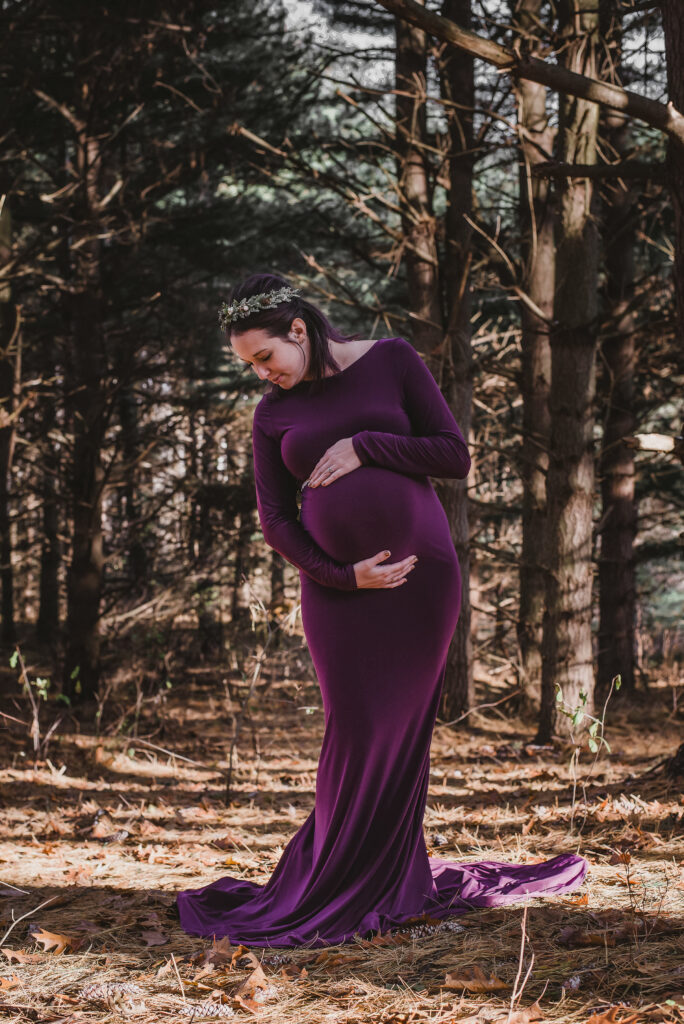 maternity photo session in the woods